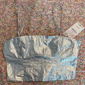 Zara Metallic Crop Top sz M